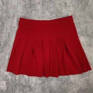 Stretchy Red Pleated Mini Skirt 2XL